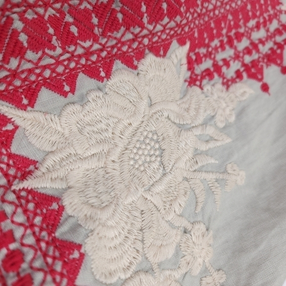 New Johnny Was Camille Draped Embroidered Grey Red Cardigan Sz L - Picture 7 of 16